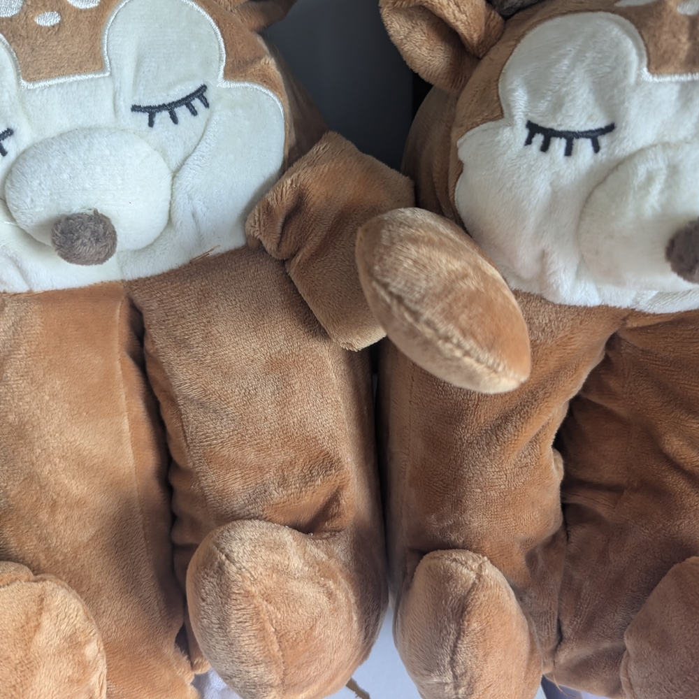 Adorable Brown Plush Deer Comfy Slippers